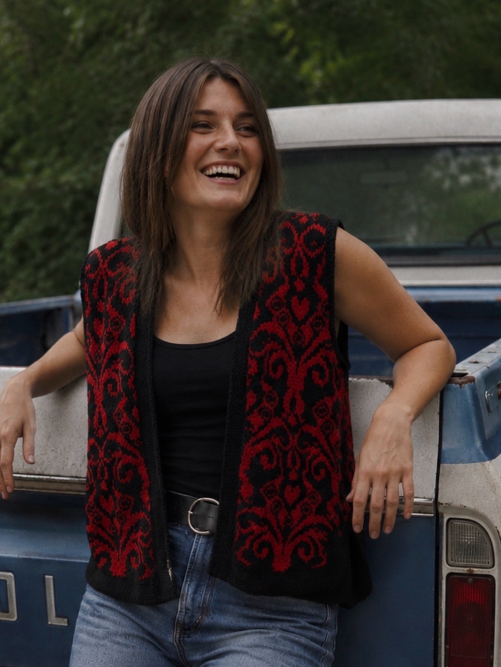 Sleeveless Knit Cardigan | Beautiful Damask Inspired Pattern | Granny Core